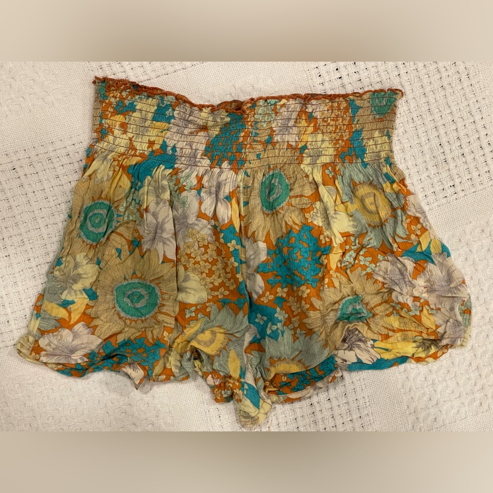 Floral High Waist Women Shorts - Multicolor
